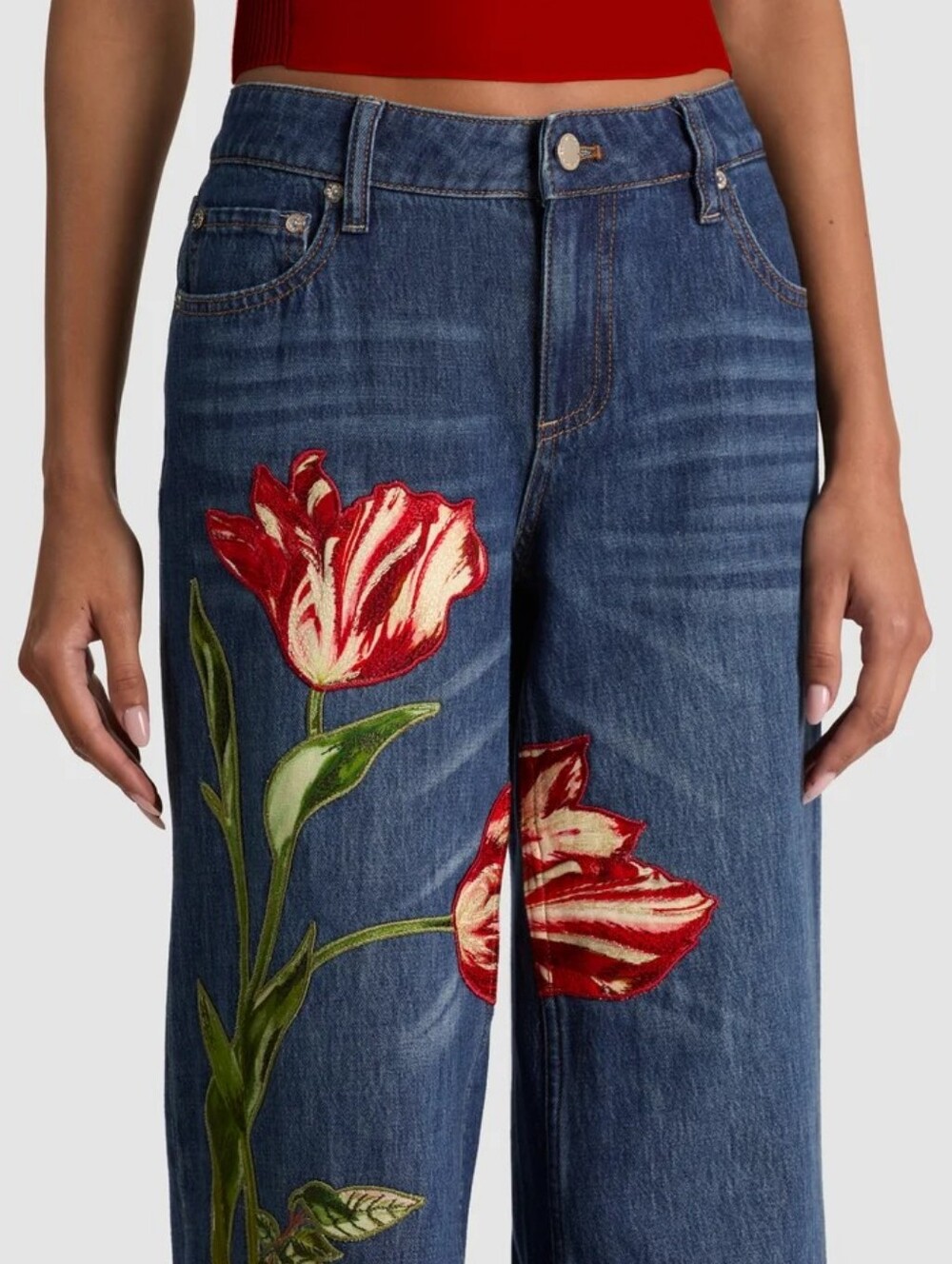 Alice + Olivia AMAZING EMBROIDERED JEAN - Picture 3 of 15